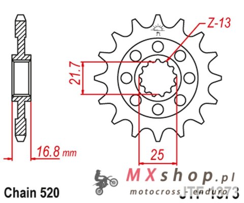 JT ZĘBATKA PRZEDNIA 2042 16 HONDA NC 750X/S/DCT '14-'15, INTEGRA 750 DCT '14-'15 (204216JT) (ŁAŃC. 520) JT ZĘBATKA PRZEDNIA 2042 16 HONDA NC 750X/S/DCT '14-'15, INTEGRA 750 DCT '14-'15 (204216JT) (ŁAŃC. 520)