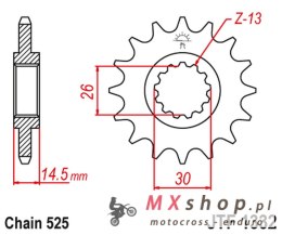 JT ZĘBATKA PRZEDNIA 2047 16 HONDA CB 750F2 '92-'00 (204716JT) (ŁAŃC. 525)