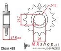 JT ZĘBATKA PRZEDNIA 2048 17 HONDA CBR 250 '90-00' VT/VTR 250 '89-90' (204817JT) (ŁAŃC. 428)