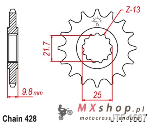JT ZĘBATKA PRZEDNIA 2049 20 YAMAHA FZR 400 '88-95', SR 400 '88-17' SR 500 '91-00' (204920JT) (ŁAŃC. 428)