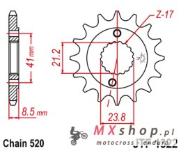 JT ZĘBATKA PRZEDNIA 2071 13 HONDA XR 400 '96-'05, TRX 400 (207113JT) (ŁAŃC. 520)