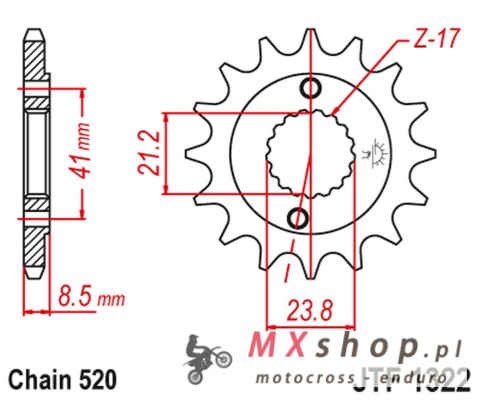 JT ZĘBATKA PRZEDNIA 2071 13 HONDA XR 400 '96-'05, TRX 400 (207113JT) (ŁAŃC. 520) JT ZĘBATKA PRZEDNIA 2071 13 HONDA XR 400 '96-'05, TRX 400 (207113JT) (ŁAŃC. 520)