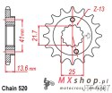 JT ZĘBATKA PRZEDNIA 2093 14 KAWASAKI ZX6R '03-'06 (2093M14JT) (ŁAŃC. 520)