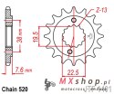 JT ZĘBATKA PRZEDNIA 2116 16 SUZUKI LTR 450 '06-'12, LTZ 400 '03-'13, RMX 450 '10-'13, KAWASAKI KFX 400, HYOSUNG TE 450 (211616JT