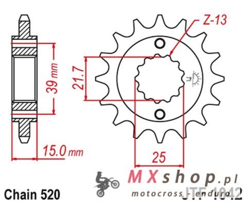 JT ZĘBATKA PRZEDNIA 2128 15 KYMCO 250 MXU/KXR/KXU '02-15' 300 MAXXER '05-16' (212815JT) (ŁAŃC. 520) JT ZĘBATKA PRZEDNIA 2128 15 KYMCO 250 MXU/KXR/KXU '02-15' 300 MAXXER '05-16' (212815JT) (ŁAŃC. 520)