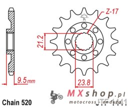 JT ZĘBATKA PRZEDNIA 2133 15 SUZUKI RMZ 450 '05-'12 (213315JT) (ŁAŃC. 520)