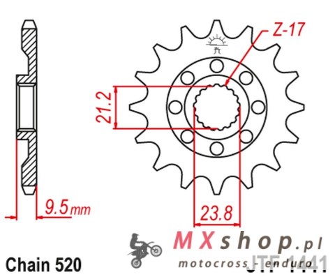 JT ZĘBATKA PRZEDNIA 2133 15 SUZUKI RMZ 450 '05-'12 (213315JT) (ŁAŃC. 520)