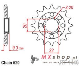 JT ZĘBATKA PRZEDNIA 2146 13 KAWASAKI KXF 250 '06-'17 (214613JT) (ŁAŃC. 520)