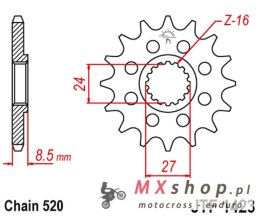 JT ZĘBATKA PRZEDNIA 2192 17 SUZUKI GSXR 1000 '09-16' (219217JT) (ŁAŃC. 520) KONWERSJA