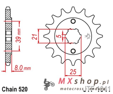 JT ZĘBATKA PRZEDNIA 2238 14 KYMCO 150 MXER / MXU '02-'15 (223814JT) (ŁAŃC. 520)