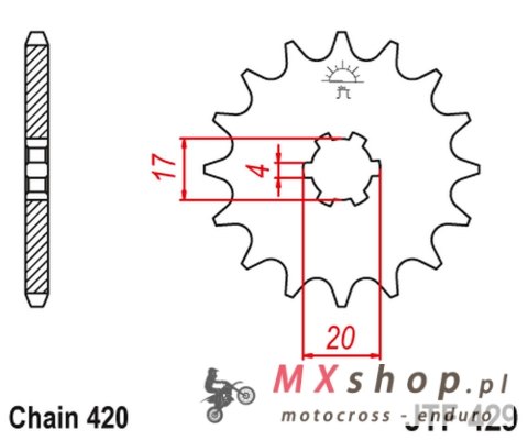 JT ZĘBATKA PRZEDNIA 249 12 SUZUKI RM 50 '81-81' (24912JT) (ŁAŃC. 420)