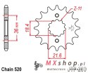 JT ZĘBATKA PRZEDNIA 2506 13 HONDA XL 250 S/M/N (MD26,MD31), AX 1 (250613JT) (ŁAŃC. 520)