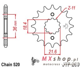 JT ZĘBATKA PRZEDNIA 2506 13 HONDA XL 250 S/M/N (MD26,MD31), AX 1 (250613JT) (ŁAŃC. 520)