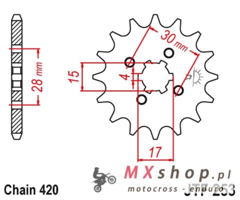 JT ZĘBATKA PRZEDNIA 255 12 HONDA MTX/MBX/XR 80 (25512JT) (ŁAŃC. 420)