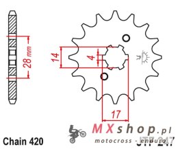 JT ZĘBATKA PRZEDNIA 261 13 HONDA C 50 CUB (26113JT) (ŁAŃC. 420)