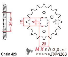 JT ZĘBATKA PRZEDNIA 263 11 SUZUKI RM 80/85, YAMAHA XT 125 R/X (26311JT) (ŁAŃC. 428)