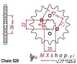 JT ZĘBATKA PRZEDNIA 265 12 HONDA XL 250S '78-'81, XL 250K '76-'77 (26512JT) (ŁAŃC. 520) NA ZAMÓWIENIE