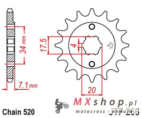 JT ZĘBATKA PRZEDNIA 266 14 HONDA CR 125 '79-'85 (26614JT) (ŁAŃC. 520)