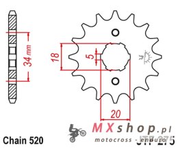 JT ZĘBATKA PRZEDNIA 275 15 HONDA CB 175 '74-76', XL 175 '77', CB 200 T '74-79' (27515JT) (ŁAŃC. 520)