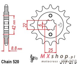 JT ZĘBATKA PRZEDNIA 276 15 HONDA CB 400N '81-'83 (27615JT) (ŁAŃC. 520)