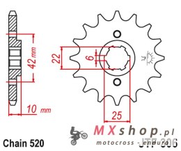 JT ZĘBATKA PRZEDNIA 281 14 HONDA NX 650 DOMINATOR '88 (GRUBOŚĆ 10MM) (28114JT) (ŁAŃC. 520) (-1)