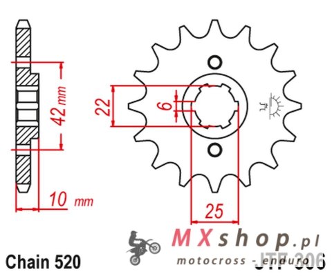 JT ZĘBATKA PRZEDNIA 281 14 HONDA NX 650 DOMINATOR '88 (GRUBOŚĆ 10MM) (28114JT) (ŁAŃC. 520) (-1)