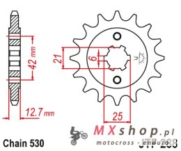 JT ZĘBATKA PRZEDNIA 288 15 HONDA CB 550F/K '75-'80 (28815JT) (ŁAŃC. 530) (-2)
