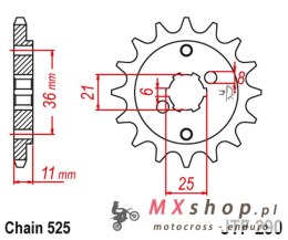 JT ZĘBATKA PRZEDNIA 290 14 HONDA XBR 500F '85-'86 (29014JT) (ŁAŃC. 525) (-1)