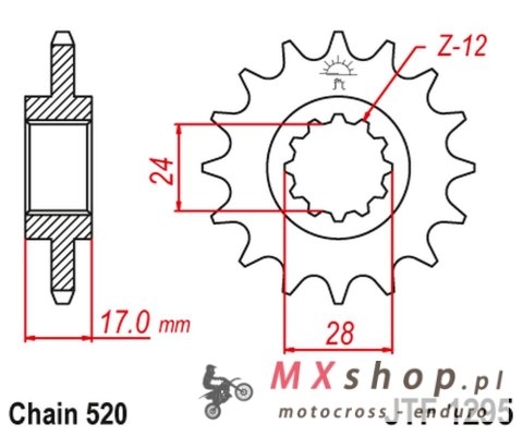 JT ZĘBATKA PRZEDNIA 295M 15 HONDA CBR 600 F2/F3 '91-98' (295M15JT) (ŁAŃC. 520) KONWERSJA