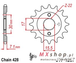 JT ZĘBATKA PRZEDNIA 332M 14 HONDA CR80/85 (332M14JT) (ŁAŃC. 428)