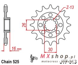 JT ZĘBATKA PRZEDNIA 344 15 HONDA VFR 750 R '88-92' (RC30) (34415JT) (ŁAŃC. 525) NA ZAMÓWIENIE