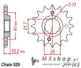 JT ZĘBATKA PRZEDNIA 345 16 HONDA NX 650, FX 650, YAMAHA XT 660, FMX (34516JT) (ŁAŃC. 520) (+1)