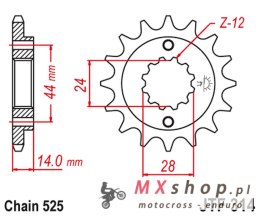 JT ZĘBATKA PRZEDNIA 348 17 HONDA XRV 750 '90-'03 (+1) (JTF314.17)* (ŁAŃC. 525)