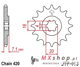 JT ZĘBATKA PRZEDNIA 413 11 SUZUKI RMX 50, TS 50 (41311JT) (ŁAŃC. 420)