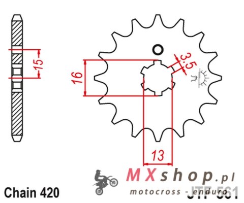 JT ZĘBATKA PRZEDNIA 415 14 YAMAHA RD 80 MX '81-82' (41514JT) (ŁAŃC. 420)