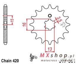 JT ZĘBATKA PRZEDNIA 415 15 YAMAHA RD 80 MX '81-82' (41515JT) (ŁAŃC. 420)