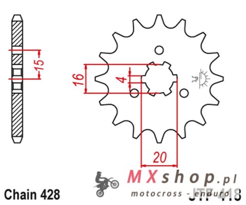 JT ZĘBATKA PRZEDNIA 416 14 KAWASAKI KX 125 '77-79', KC/KE/KH/KS/KE/KM 90/100/125/175 '77-98' (41614JT) (ŁAŃC. 428) JT ZĘBATKA PRZEDNIA 416 14 KAWASAKI KX 125 '77-79', KC/KE/KH/KS/KE/KM 90/100/125/175 '77-98' (41614JT) (ŁAŃC. 428)