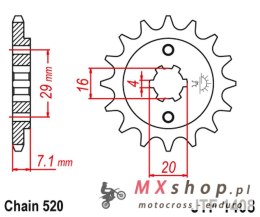 JT ZĘBATKA PRZEDNIA 422 15 SUZUKI RV200 VAN VAN '15-19',TSR200 (TS) '90-92' (42215JT) (ŁAŃC. 520)