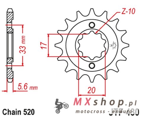 JT ZĘBATKA PRZEDNIA 430 12 KAWASAKI KXF 250 '04-'05, SUZUKI RMZ 250 '04-'05 (43012JT) (ŁAŃC. 520)