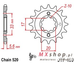 JT ZĘBATKA PRZEDNIA 430 14 KAWASAKI KXF 250 '04-'05, SUZUKI RMZ 250 '04-'05 (43014JT) (ŁAŃC. 520)