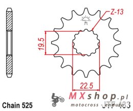 JT ZĘBATKA PRZEDNIA 433 15 SUZUKI GSF/GSX/RF 400 '86-94', TS/TM 250 '71-83' (ŁAŃC. 525) (43315JT)