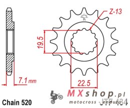 JT ZĘBATKA PRZEDNIA 434 13 SUZUKI DR 250 '82-'87, GZ 250, GN 250 (ŁAŃC. 520) (43413JT)