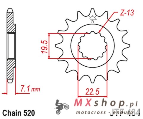 JT ZĘBATKA PRZEDNIA 434 13 SUZUKI DR 250 '82-'87, GZ 250, GN 250 (ŁAŃC. 520) (43413JT)