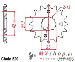 JT ZĘBATKA PRZEDNIA 438 15 SUZUKI GSX 400 F '81-'86, RG 250 GAMMA '83-'88 (43815JT) (ŁAŃC. 520) - MOŻE ZASTĄPIĆ JTF565.15 NA ZAM