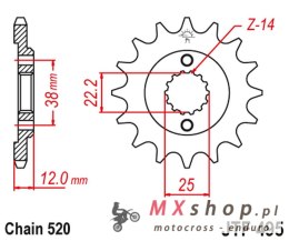 JT ZĘBATKA PRZEDNIA 495 15 DUCATI PASO SPORT 750 '86-90' (49515JT) (ŁAŃC. 520)