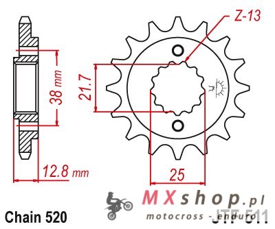 JT ZĘBATKA PRZEDNIA 511 15 Z GUMĄ KAWASAKI KLR 650 '90-'14 (51115JTRB) (ŁAŃC. 520) JT ZĘBATKA PRZEDNIA 511 15 Z GUMĄ KAWASAKI KLR 650 '90-'14 (51115JTRB) (ŁAŃC. 520)