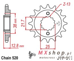 JT ZĘBATKA PRZEDNIA 511 16 KAWASAKI KLR 650 '90-'14 (51116JT) (ŁAŃC. 520)