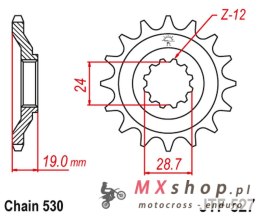 JT ZĘBATKA PRZEDNIA 532 17 KAWASAKI ZX10 '88-90' (ZX 1000 B1-B3) (53217JT) (ŁAŃC. 530)