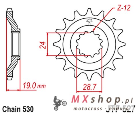 JT ZĘBATKA PRZEDNIA 532 17 KAWASAKI ZX10 '88-90' (ZX 1000 B1-B3) (53217JT) (ŁAŃC. 530)