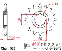 JT ZĘBATKA PRZEDNIA 579M 15 YAMAHA YZF R1 '98-21', FZ-1 '10-15' (579M15JT) (ŁAŃC. 520) KONWERSJA